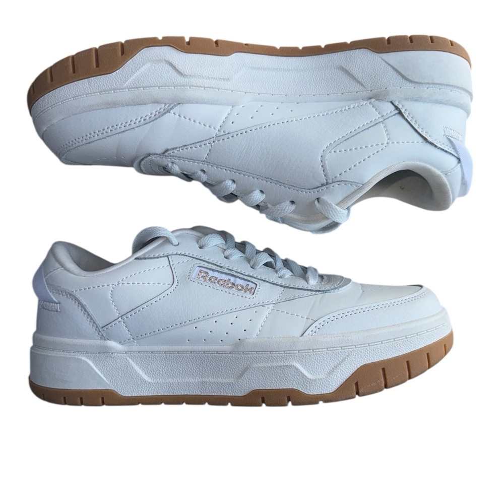 Reebok White and Brown Sneakers with Retro Silhouette
